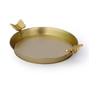 New Target Bullseye Playground Elegant Gold Tray with Butterfly Handles, Spring